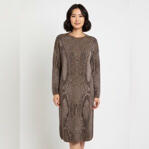 Uterque Brown Sheath Dress with Long Sleeves, size M, LIKE NEW